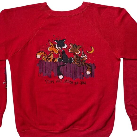 80s Vintage Alley Cats Sweatshirt Cartoon Comic Lifestyles Front Back Graphic. - Picture 4 of 6